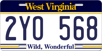WV license plate 2YO568