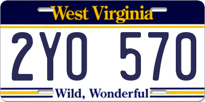 WV license plate 2YO570