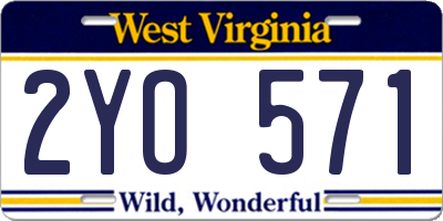 WV license plate 2YO571