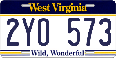 WV license plate 2YO573