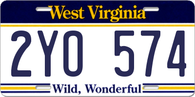 WV license plate 2YO574