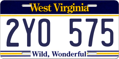 WV license plate 2YO575