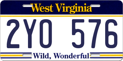WV license plate 2YO576