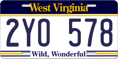 WV license plate 2YO578