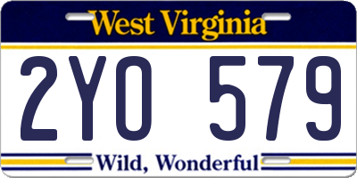 WV license plate 2YO579