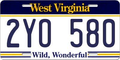 WV license plate 2YO580