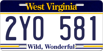 WV license plate 2YO581