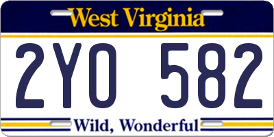WV license plate 2YO582