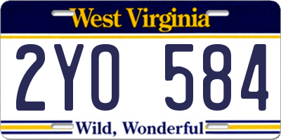 WV license plate 2YO584