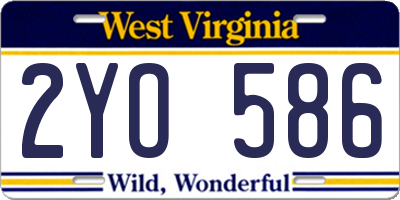 WV license plate 2YO586