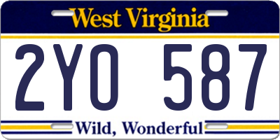 WV license plate 2YO587