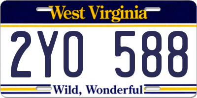 WV license plate 2YO588