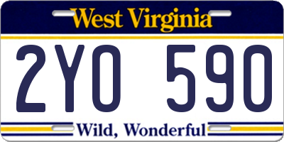 WV license plate 2YO590