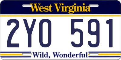 WV license plate 2YO591