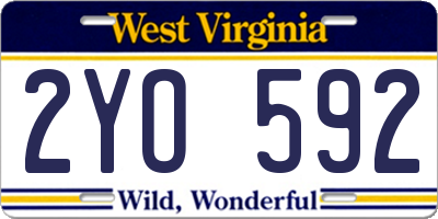 WV license plate 2YO592