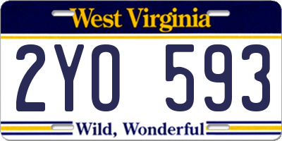 WV license plate 2YO593
