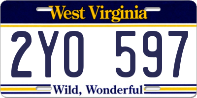 WV license plate 2YO597