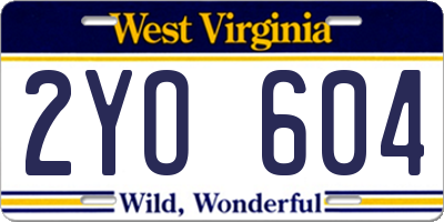 WV license plate 2YO604