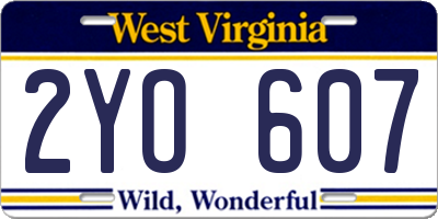 WV license plate 2YO607