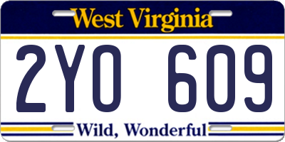 WV license plate 2YO609