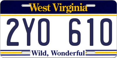 WV license plate 2YO610