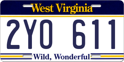 WV license plate 2YO611