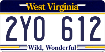 WV license plate 2YO612
