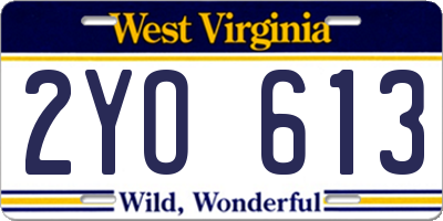 WV license plate 2YO613