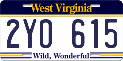 WV license plate 2YO615