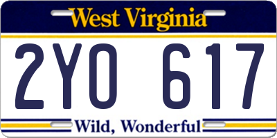 WV license plate 2YO617