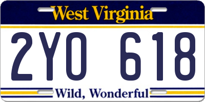 WV license plate 2YO618