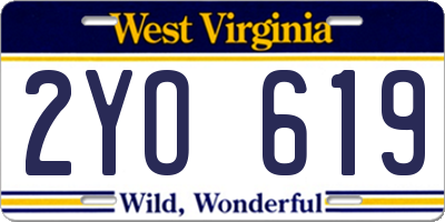 WV license plate 2YO619