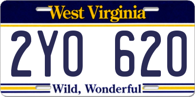 WV license plate 2YO620