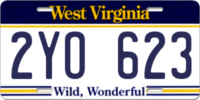 WV license plate 2YO623