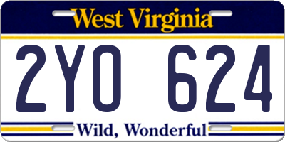 WV license plate 2YO624