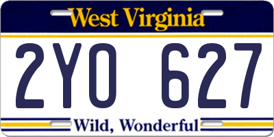 WV license plate 2YO627