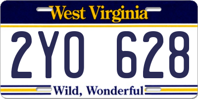 WV license plate 2YO628