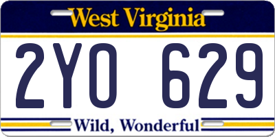 WV license plate 2YO629