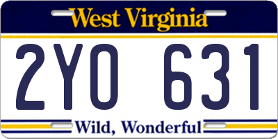 WV license plate 2YO631