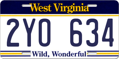 WV license plate 2YO634