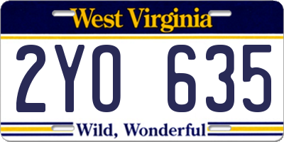 WV license plate 2YO635