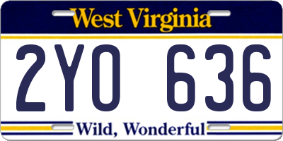 WV license plate 2YO636