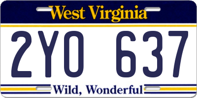 WV license plate 2YO637