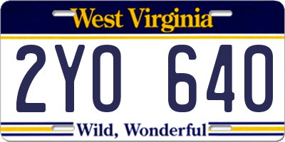 WV license plate 2YO640