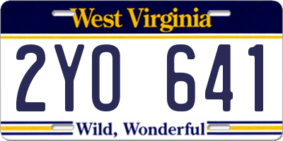 WV license plate 2YO641