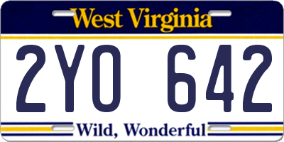 WV license plate 2YO642