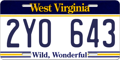 WV license plate 2YO643