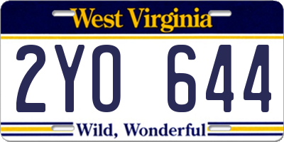 WV license plate 2YO644