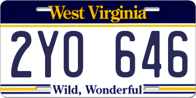 WV license plate 2YO646