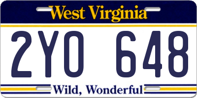 WV license plate 2YO648